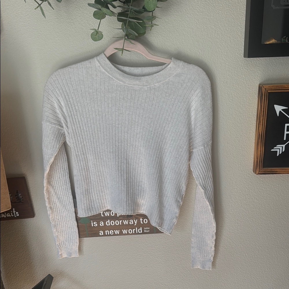 Light Gray Ribbed Sweater